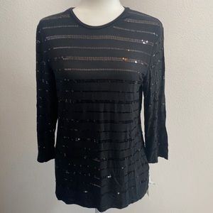 Emma James Stretch Black‎ Sequin Top Size M